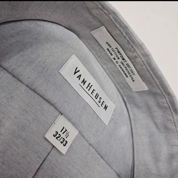 Van Heusen Gray pinpoint Oxford size 17.5 - Picture 5 of 5